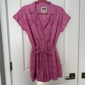 River Island Pink Eyelet Romper